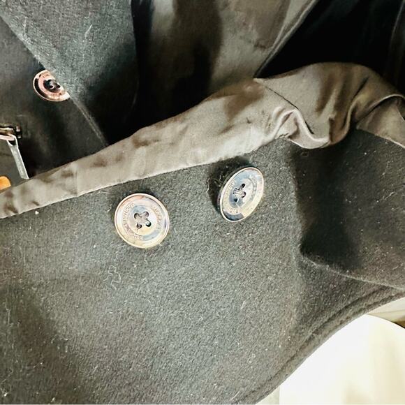 MK MICHAEL KORS Black Wool Button Front Zipper Pockets Classic Jacket Pea Coat M - Picture 15 of 16